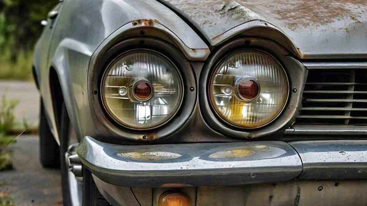 Old car with faulty headlights flickering issue